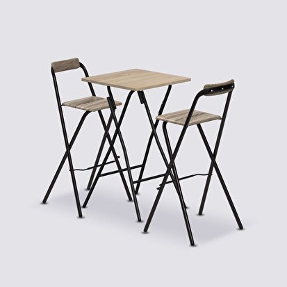 Table de bar et 2 chaises pliantes 