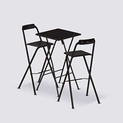 Table de bar et 2 chaises pliantes 