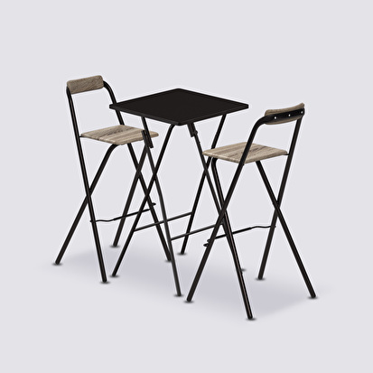 Table de bar et 2 chaises pliantes 