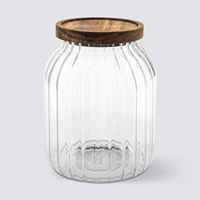 Bocal en verre 2l, acacia Harmony