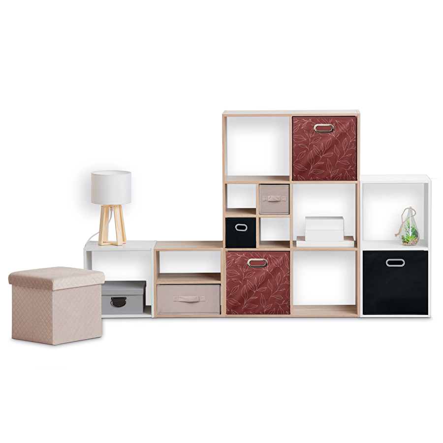 Panier tissu 31x31cm, rouge avec motifs Mix'n modul