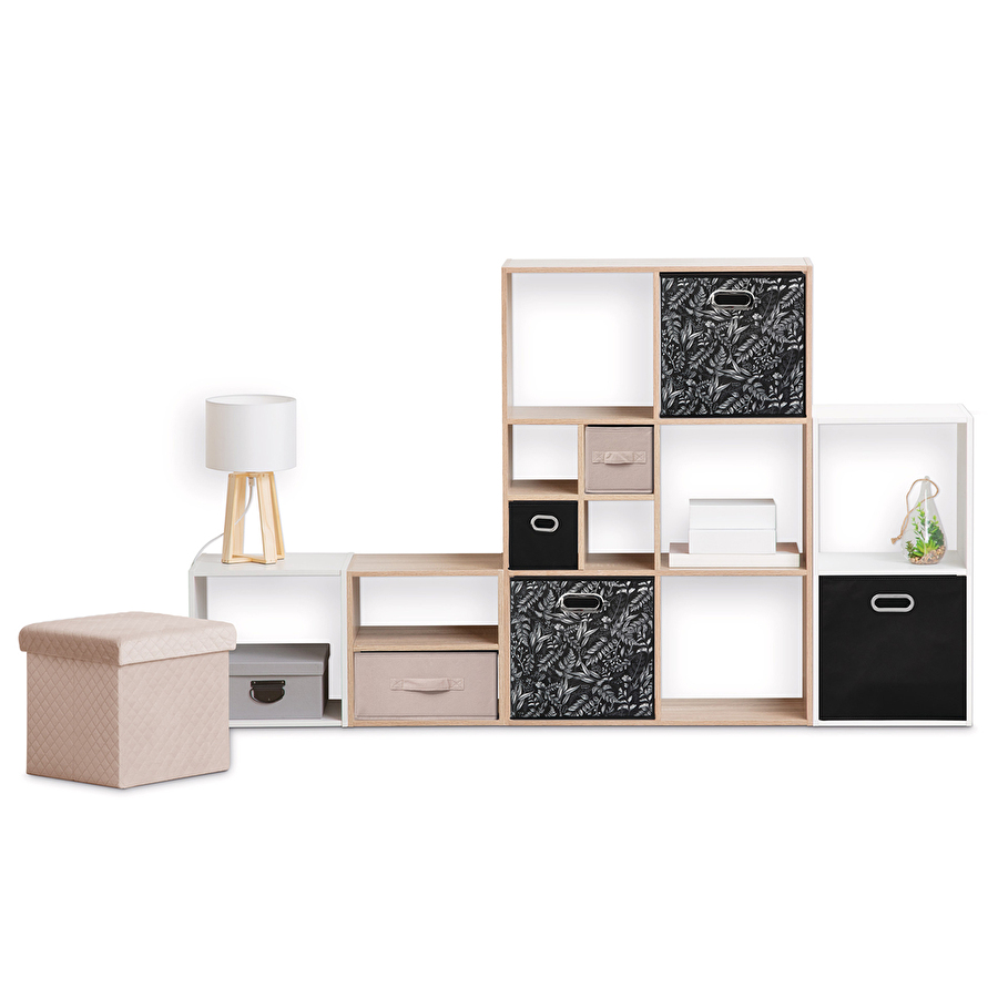 Panier tissu 31x31cm, noir avec motifs Mix'n modul