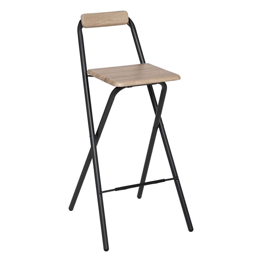 Lot de 2 chaises de bar pliantes, effet chêne naturel Louna