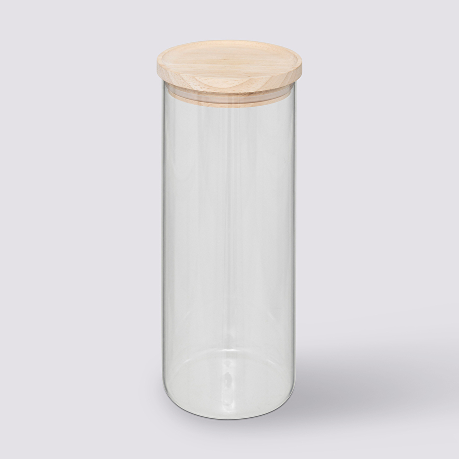 Bocal verre couvercle bois 1,6l Hermet