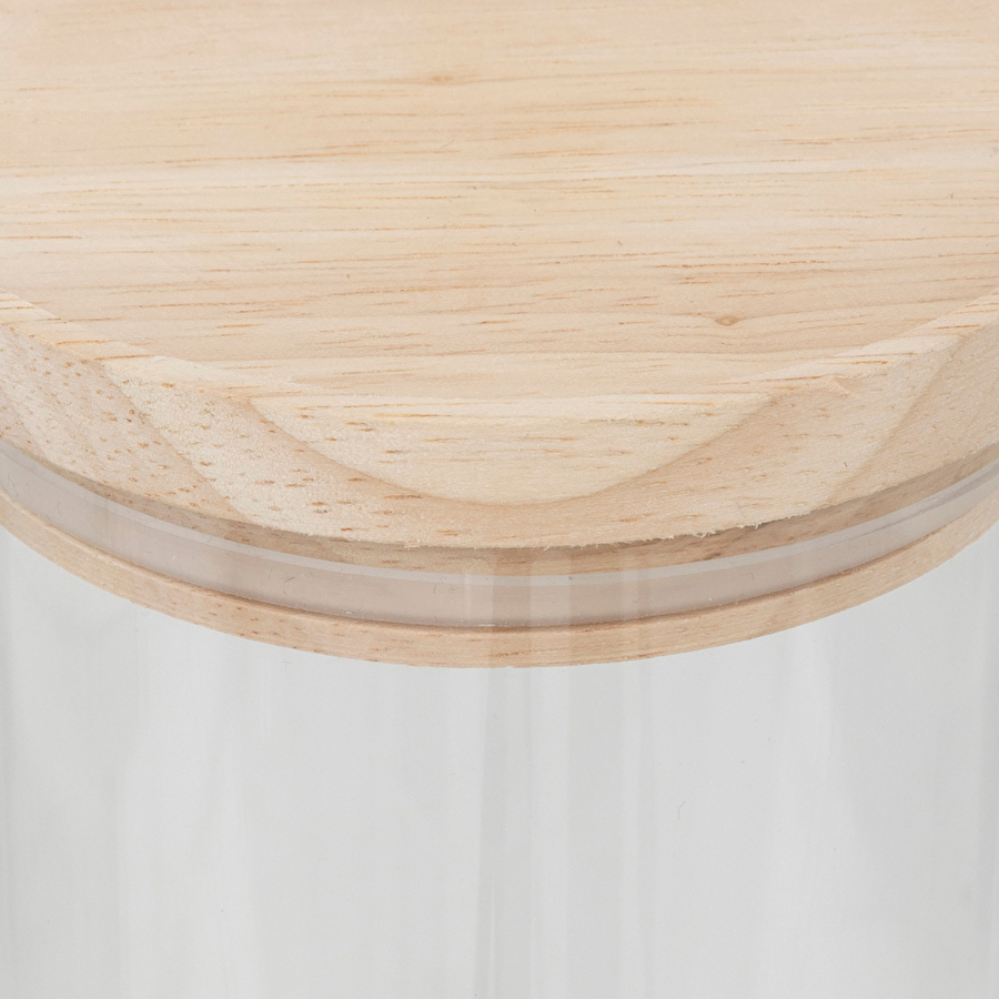 Bocal verre couvercle bois 1,6l Hermet