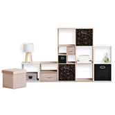 Panier tissu 31x31cm, noir avec motifs Mix'n modul