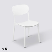 Lot de 4 chaises empilables plastique, blanc Plasta
