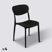 Lot de 4 chaises empilables plastique, noir Plasta