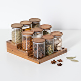 Présentoir à épices avec lot de 9 bocaux, acacia Harmony