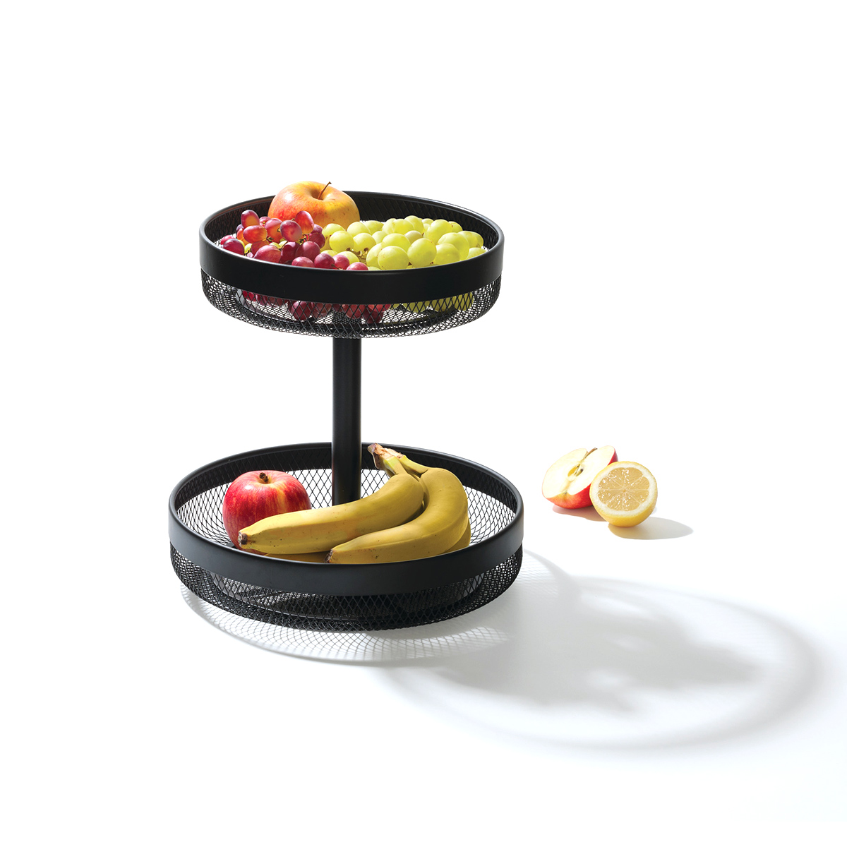 Corbeille à fruits 2 niveaux, noir Mayaj