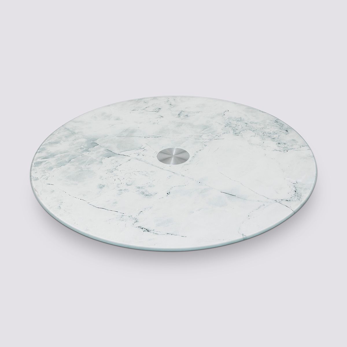 Plat tournant effet marbre, blanc 