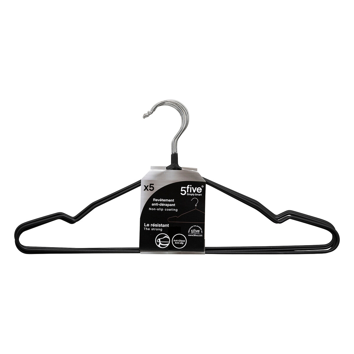 Lot de 5 cintres anti-dérapant, noir Hang'up