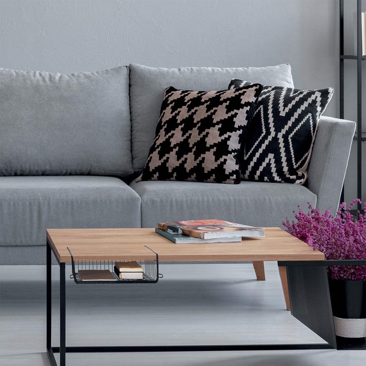 Panier de rangement à suspendre 31,5cm, noir Spacy