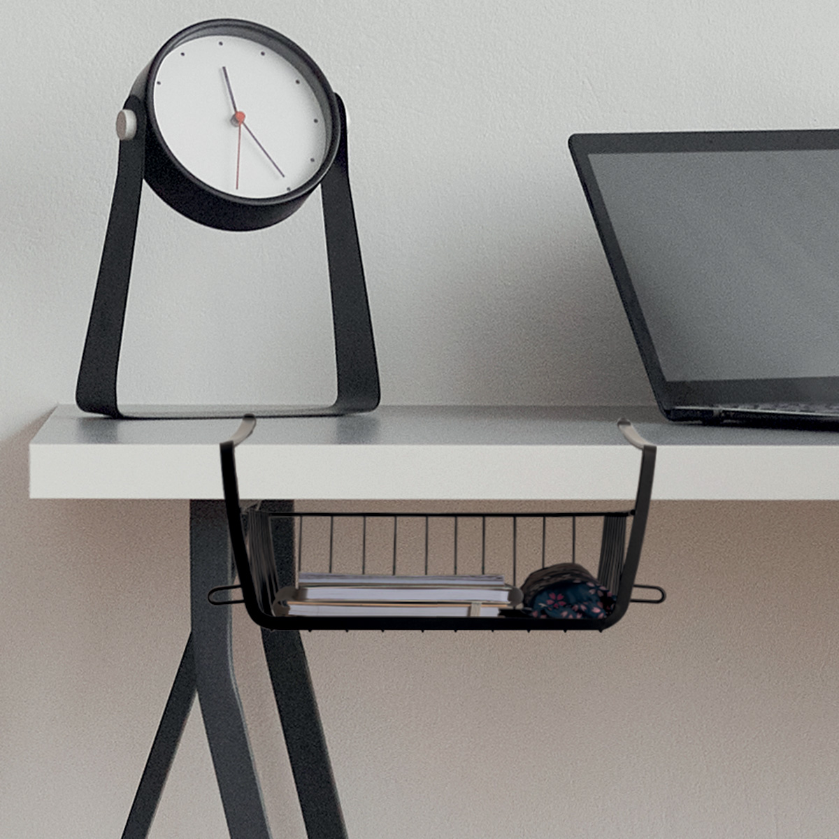 Panier de rangement à suspendre 51,5cm, noir Spacy