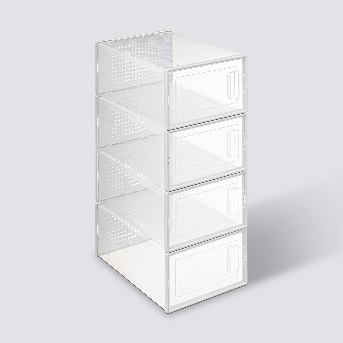 Lot de 4 boîtes range-chaussures plastique, m Fold'n box