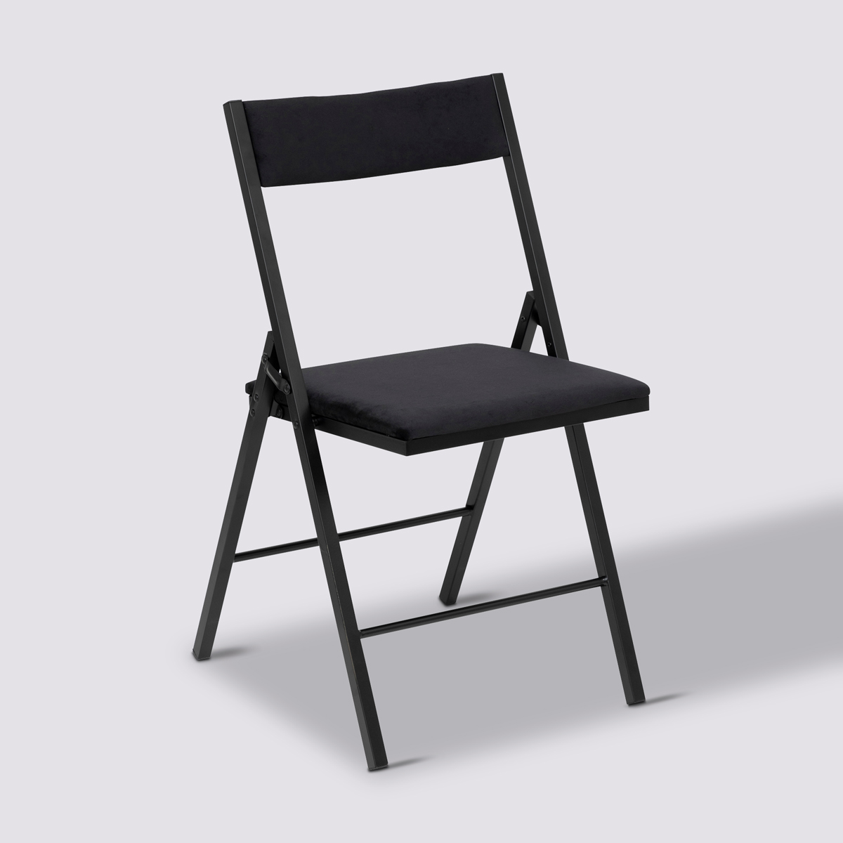Chaise pliante velours, noir