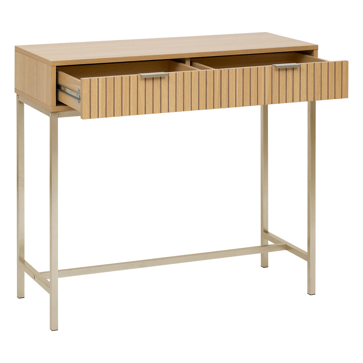 Console 2 tiroirs, effet bois naturel Tasso