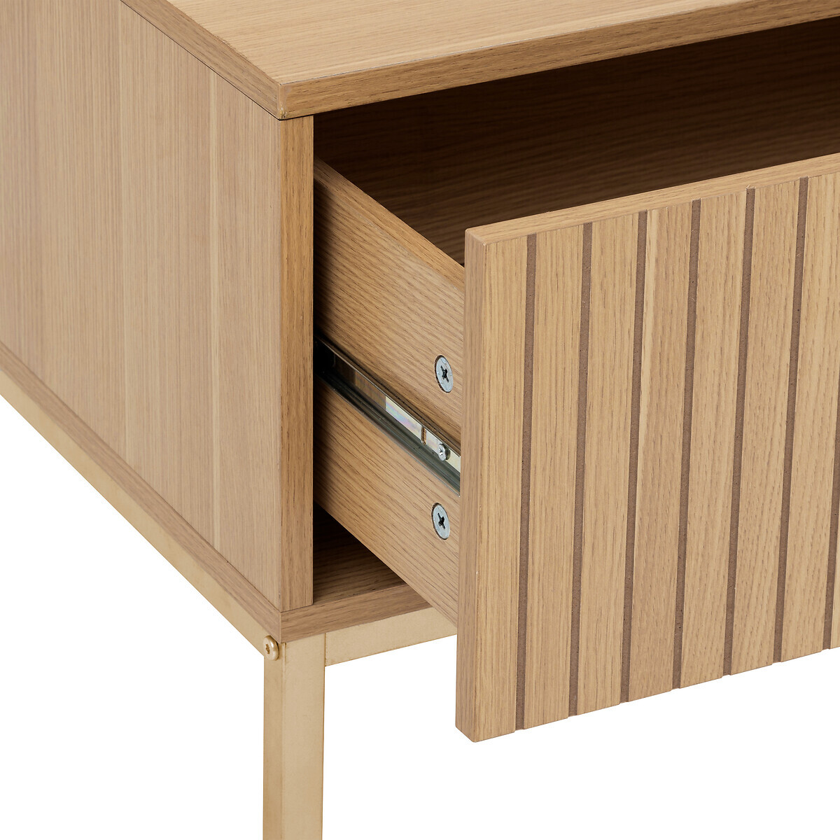 Table basse 1 tiroir, effet bois naturel Tasso