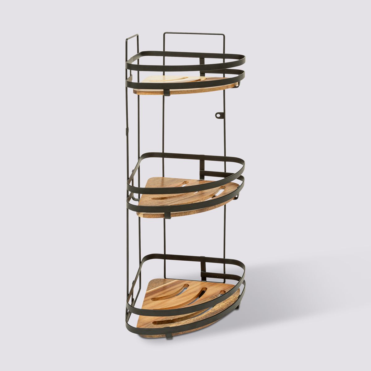 Étagère de douche d'angle 3 niveaux, acacia Blackacia