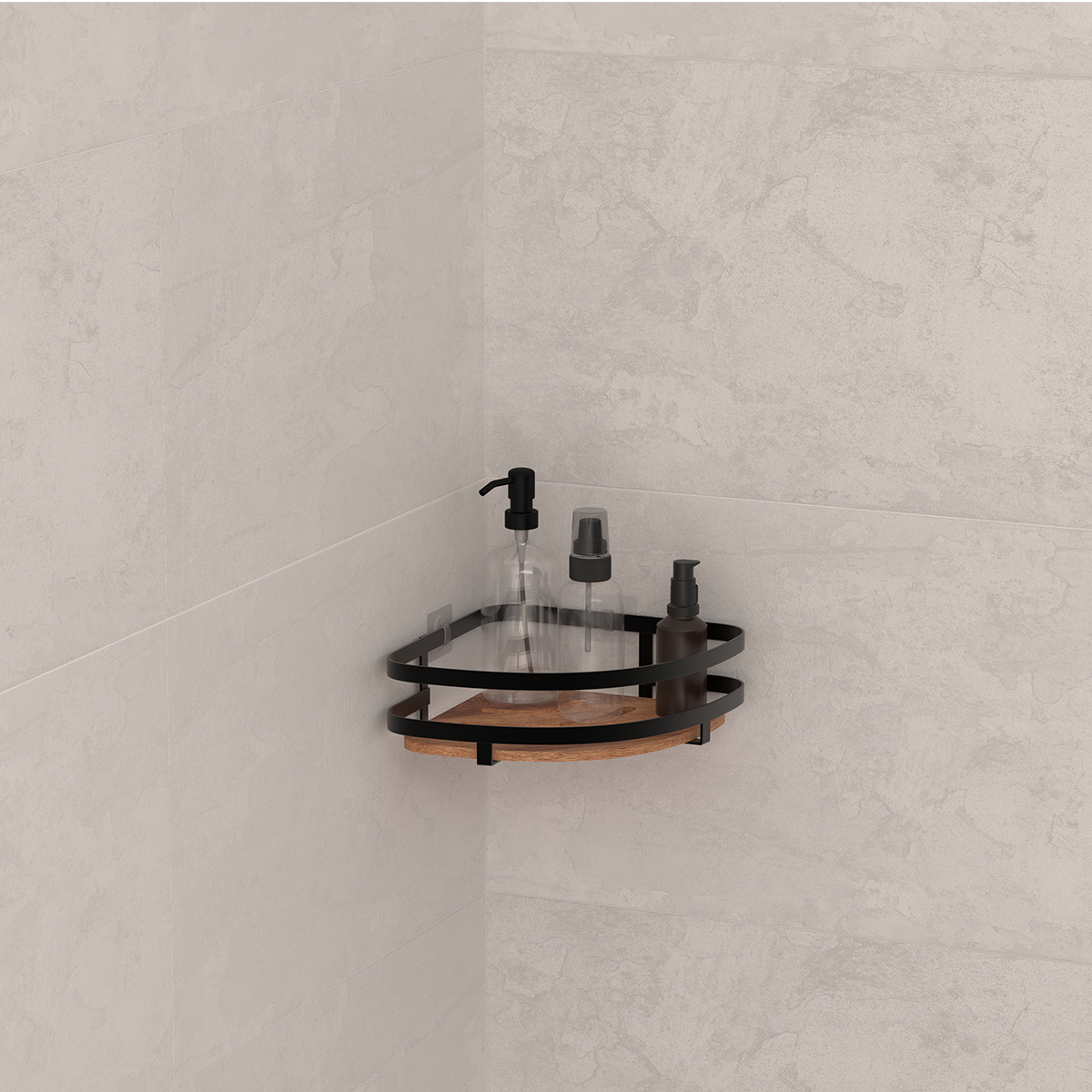 Étagère de douche d'angle, acacia Blackacia