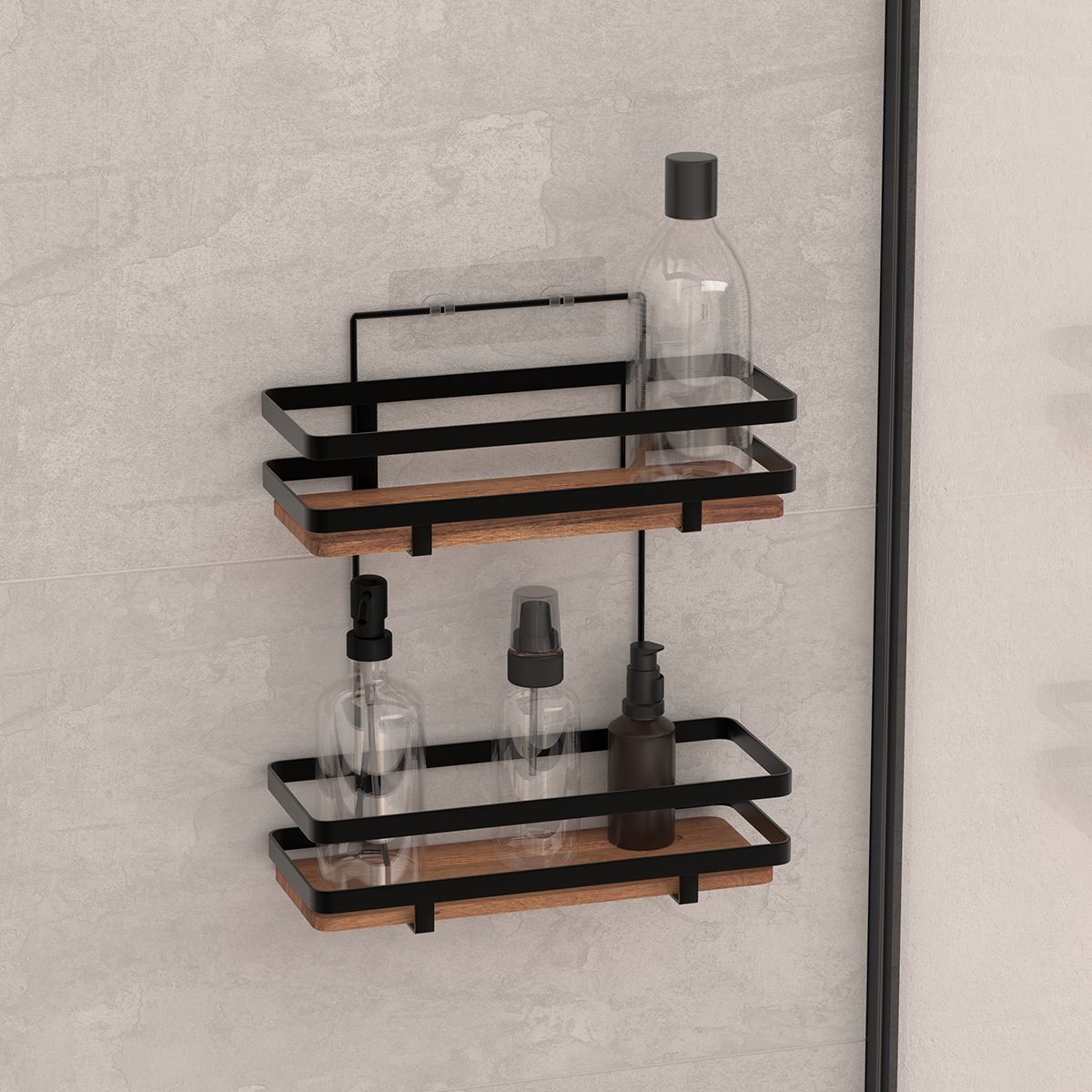Serviteur de douche 2 niveaux, acacia Blackacia