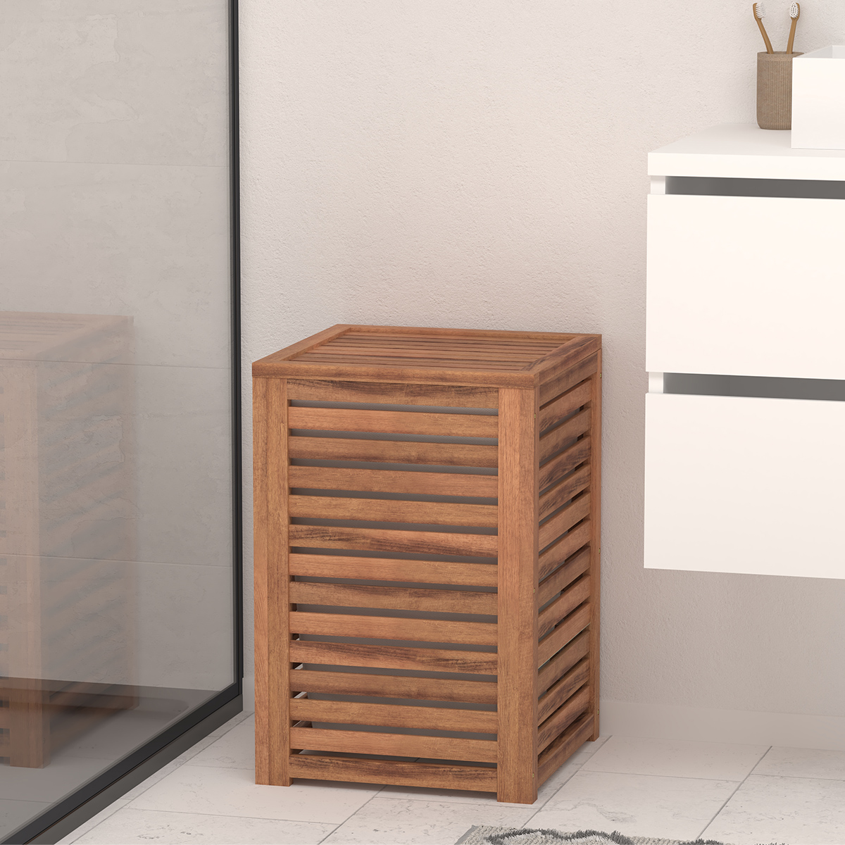 Panier à linge 65l, acacia Blackacia