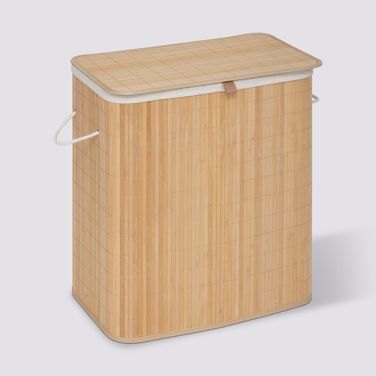 Panier à linge double 100l, bambou 