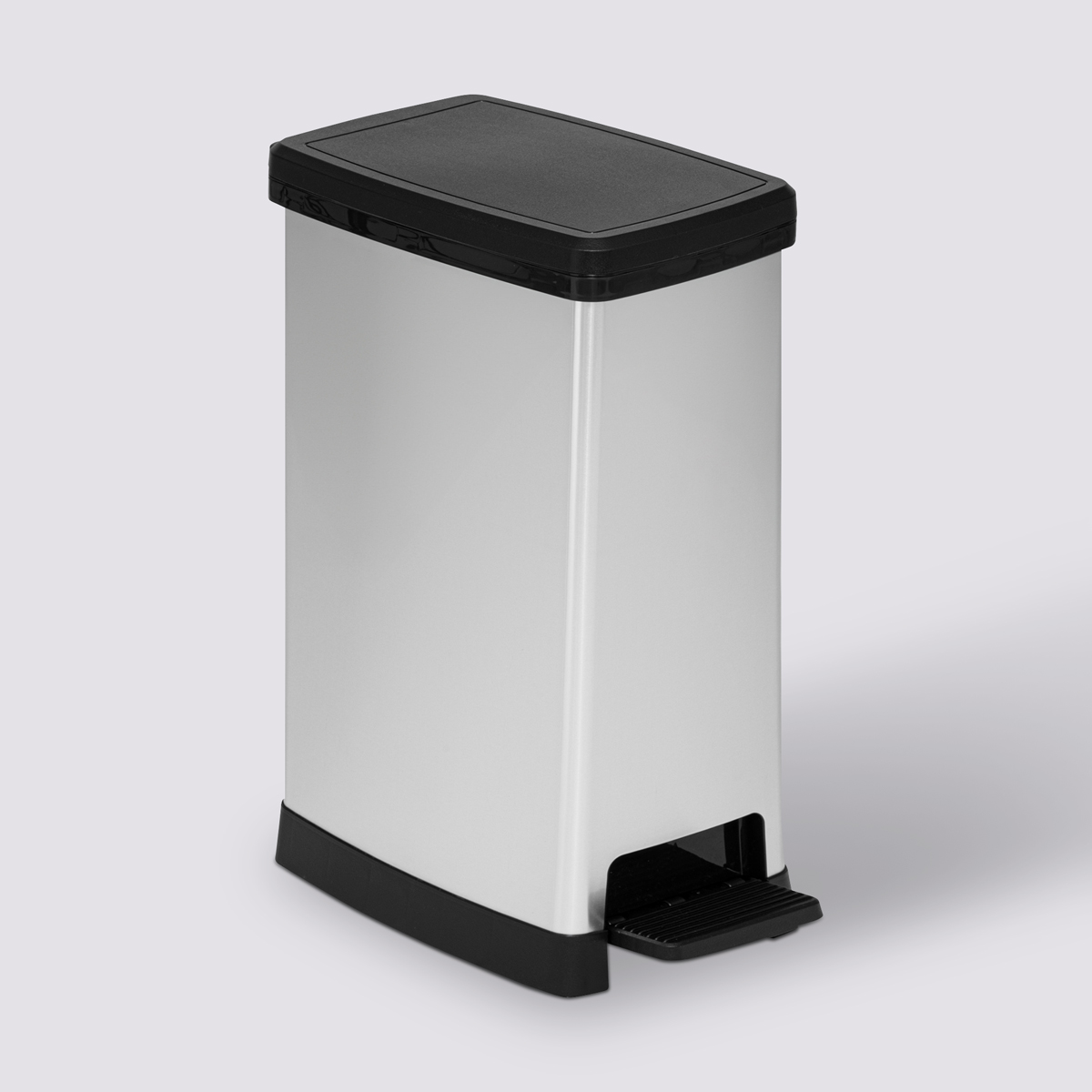 Poubelle plastique slim 40l, gris