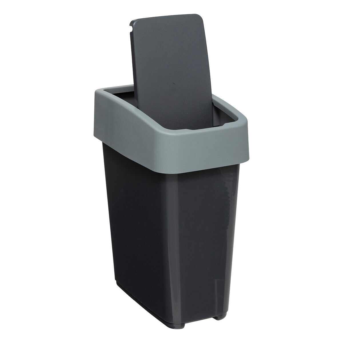 Poubelle plastique 2 ouvertures 10l, gris