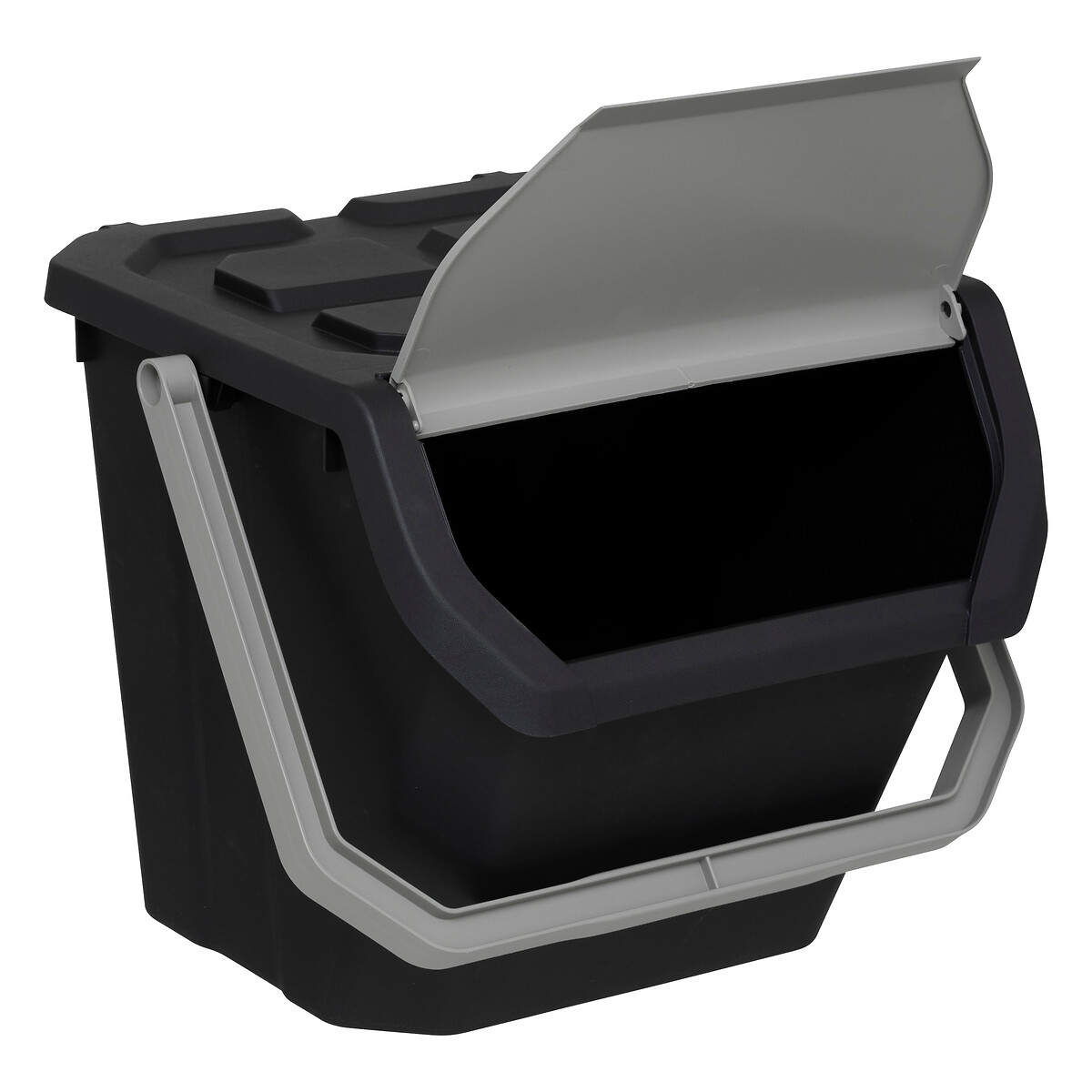Poubelle de tri plastique 24l, noir 