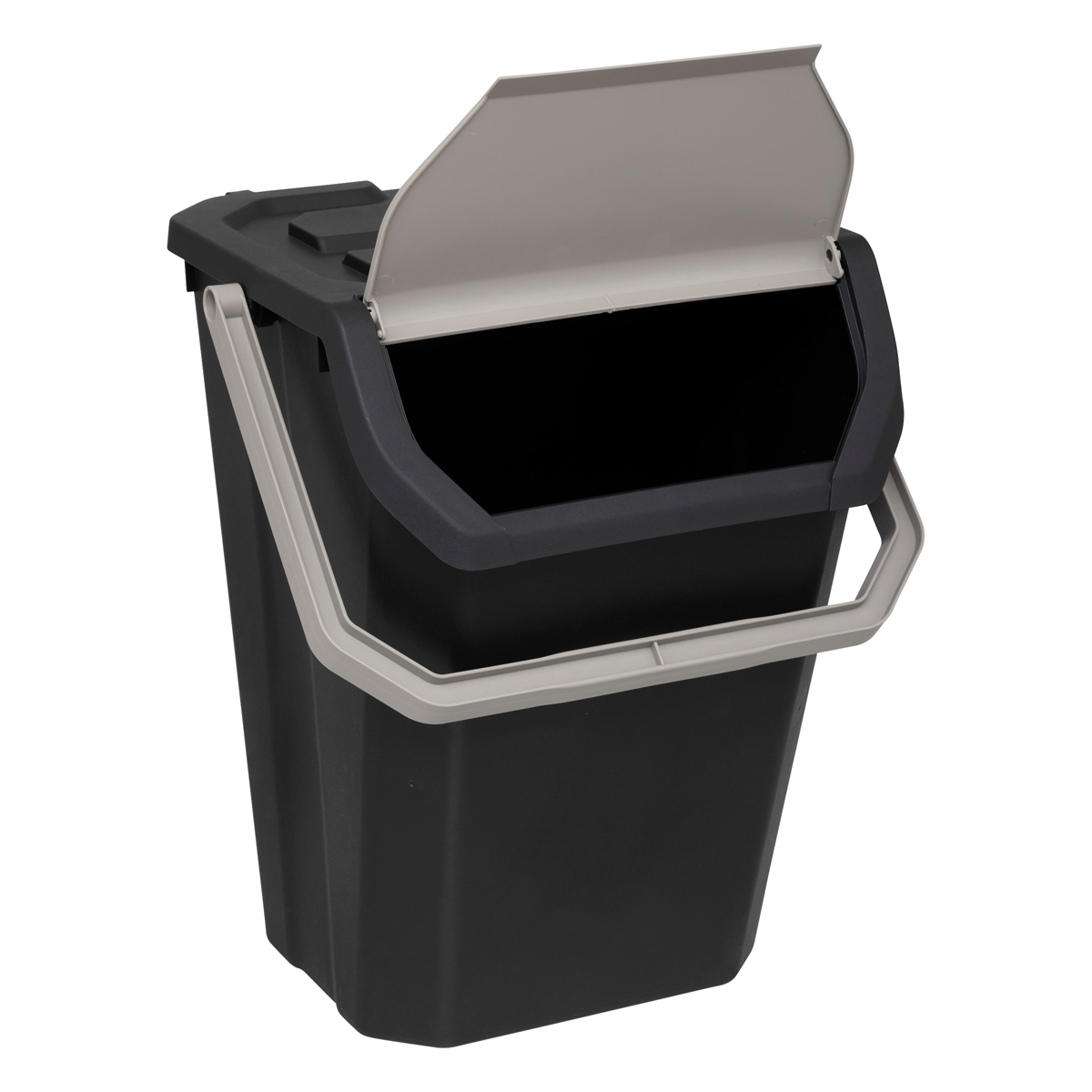 Poubelle de tri plastique 37l, noir 