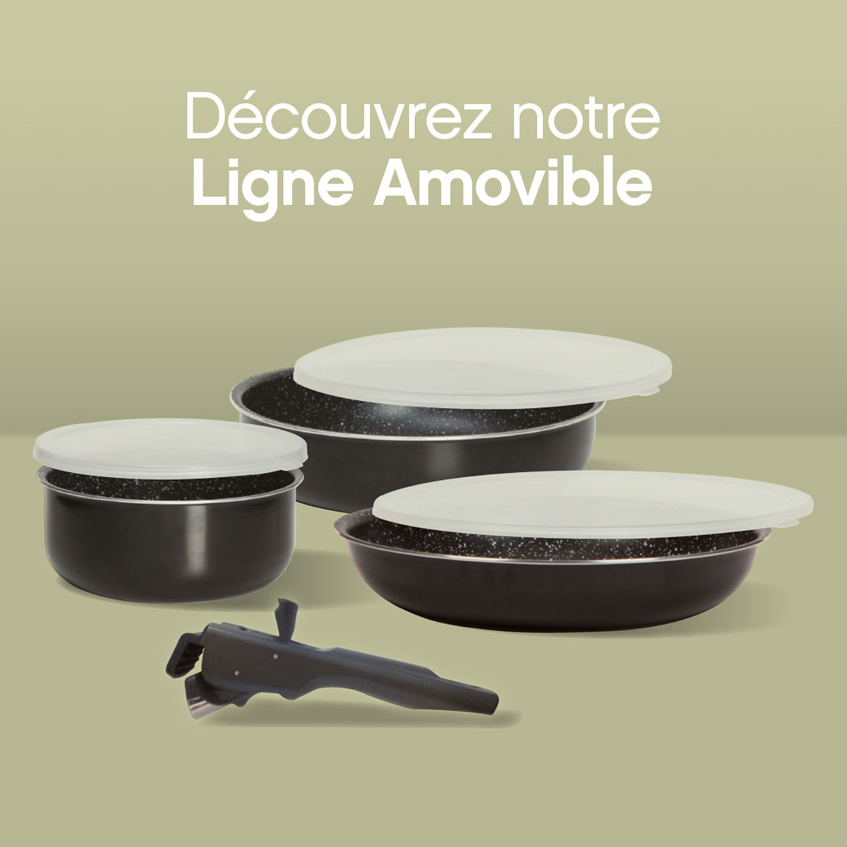 Set de poêles en aluminium pressé, 20/24/28 cm Amovible