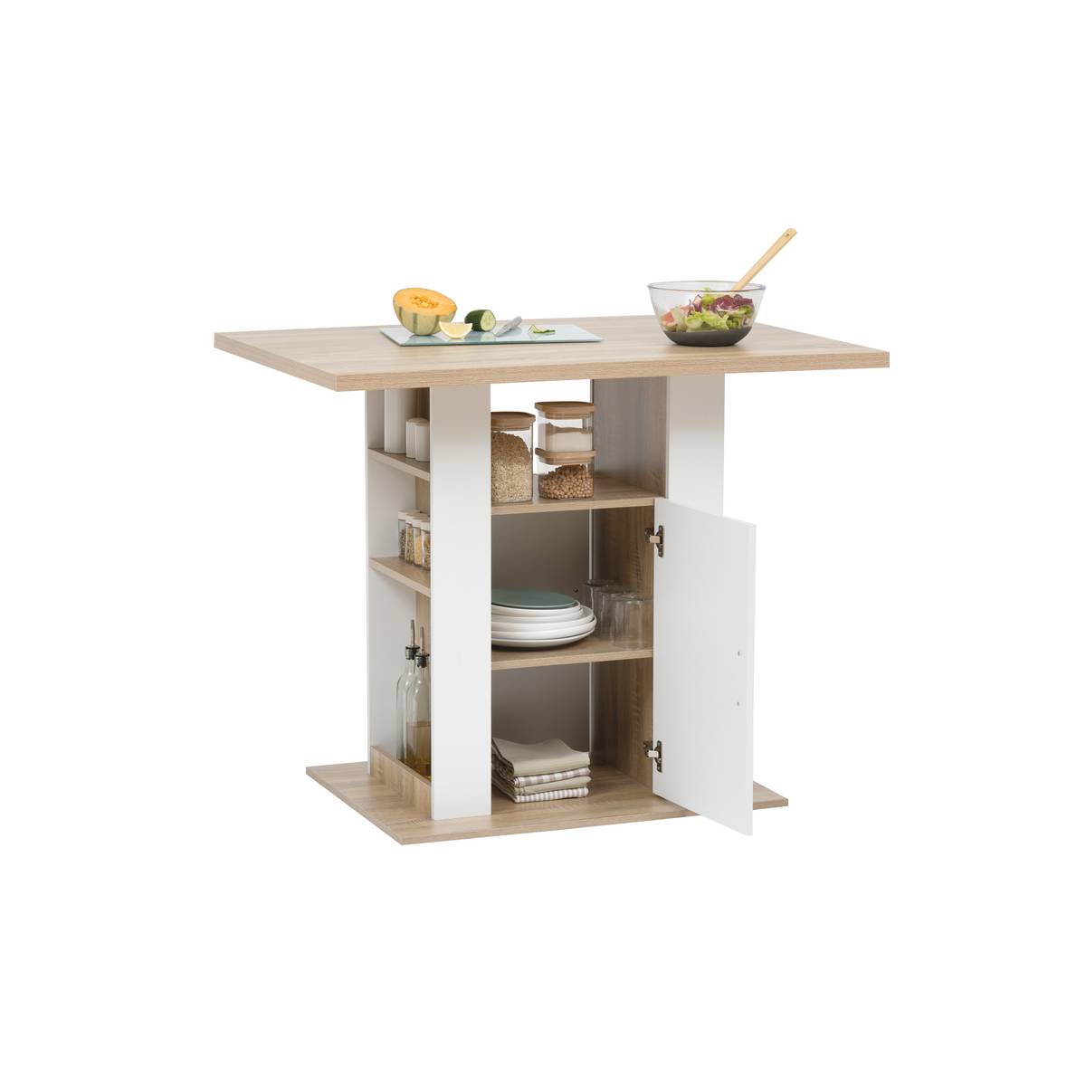 Ilot de cuisine, effet bois naturel