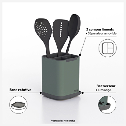 Égouttoir à couverts/ustensiles, vert Néo