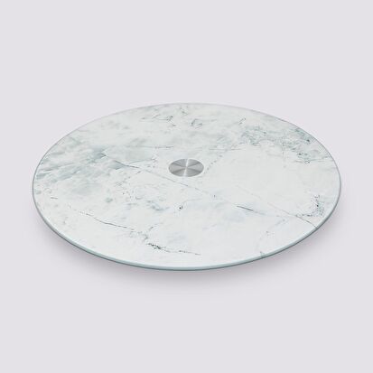 Plat tournant effet marbre, blanc 