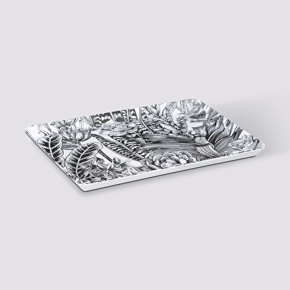 Plateau rectangle 30x22cm, végétal 