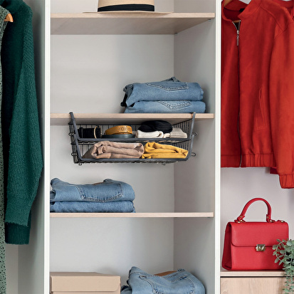 Panier de rangement à suspendre 51,5cm, noir Spacy