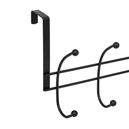 Patère 4 têtes acier, noir Clothy