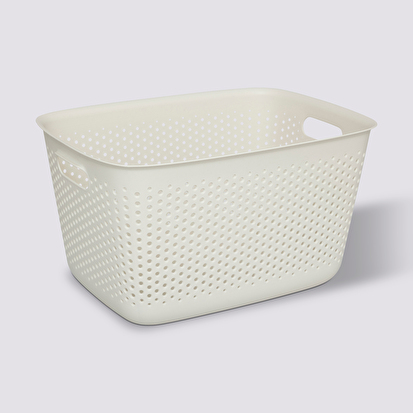 Panier en plastique 17l, crème Tila