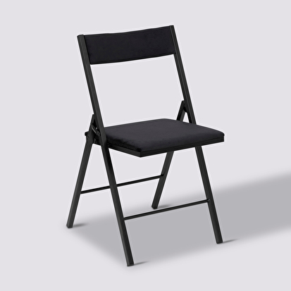 Chaise pliante velours, noir 