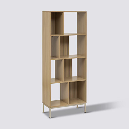 Bibliothèque 8 cases, effet bois naturel Tasso