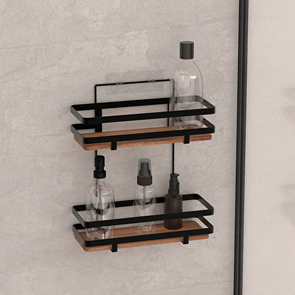 Serviteur de douche 2 niveaux, acacia Blackacia