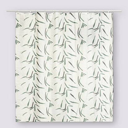 Rideau de douche, blanc et vert Duo