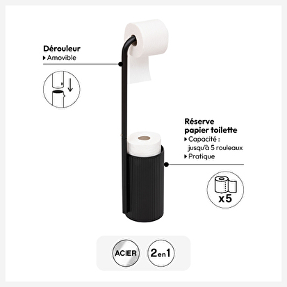 Dérouleur avec réserve papier toilette, ardoise Onyx