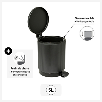 Poubelle 5l, ardoise Onyx