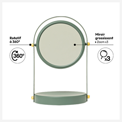 Miroir rond pivotant, ficus Duo