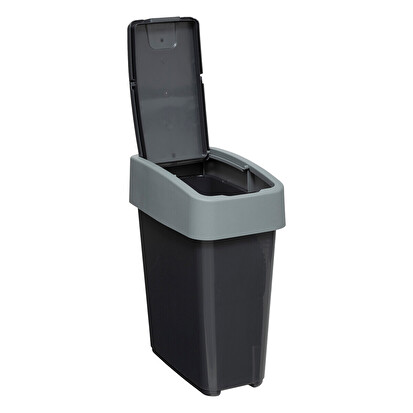 Poubelle plastique 2 ouvertures 10l, gris 