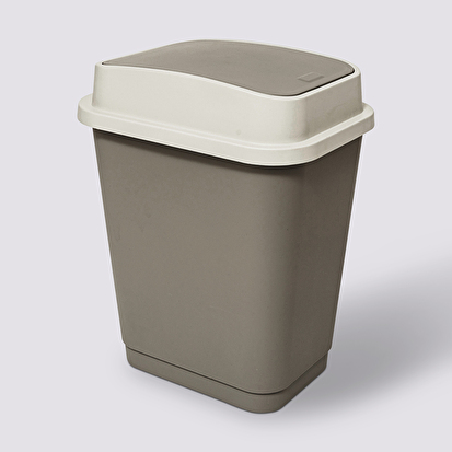 Poubelle plastique 25l, taupe 