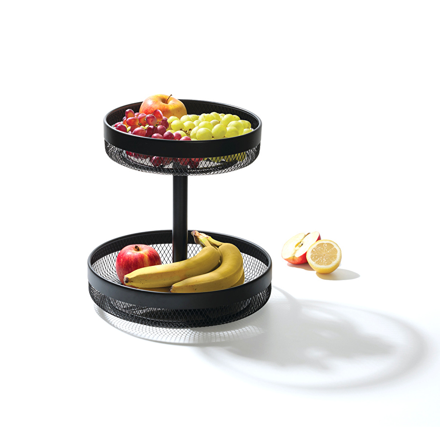 Corbeille à fruits 2 niveaux, noir Mayaj