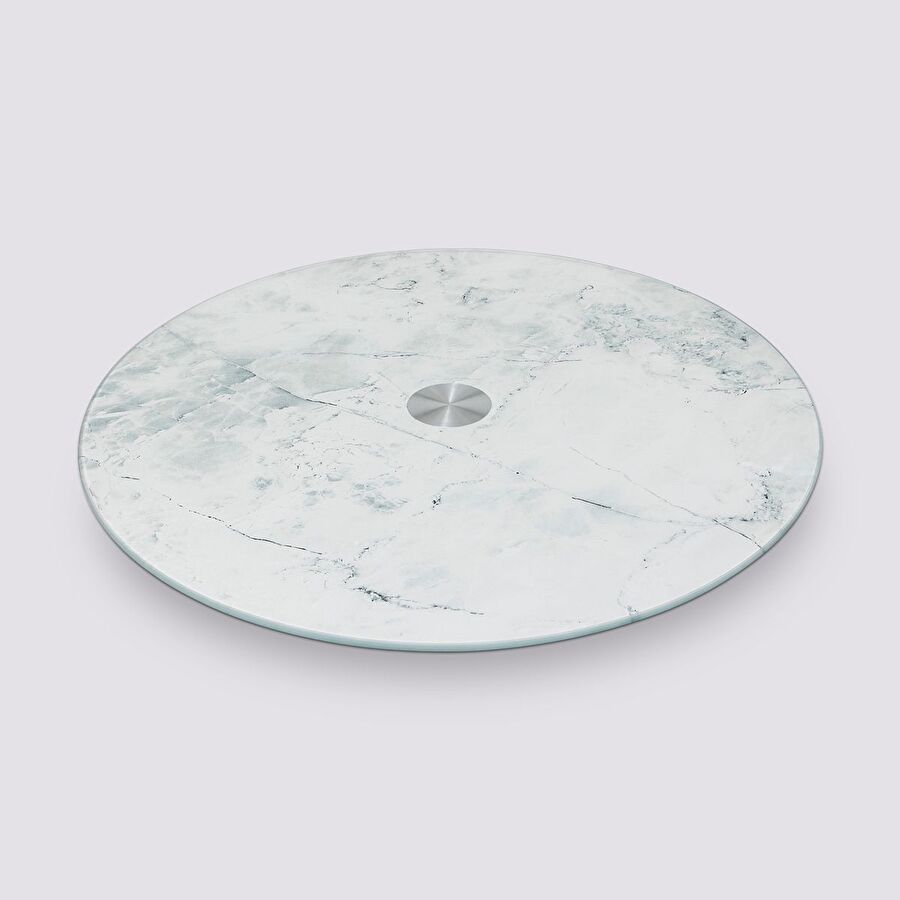 Plat tournant effet marbre, blanc 